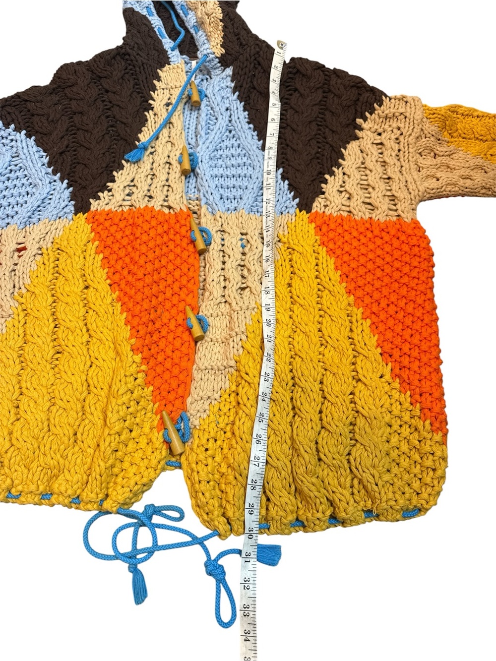 Free People Chunky Colorblock Cable Knit Perfectly Patched Poncho - Picture 5 of 15